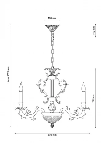 Подвесная большая люстра Lucia Tucci Firenze 1780.15.3 antique gold (220V, на цепи, подсвечник, свеча, листья, ветки)