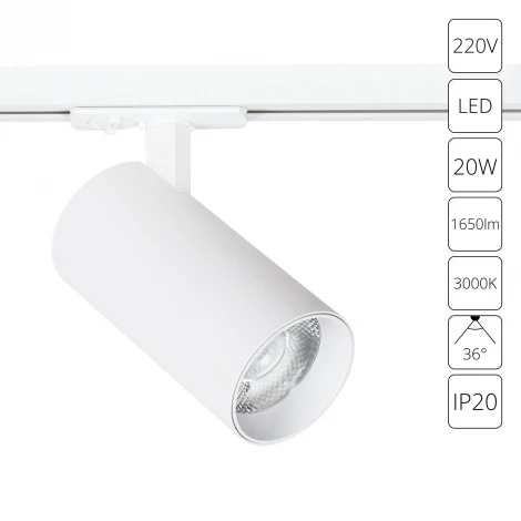 Трековый светильник однофазный 220V Arte Lamp Bene A1937PL-1WH (LED, круглые)