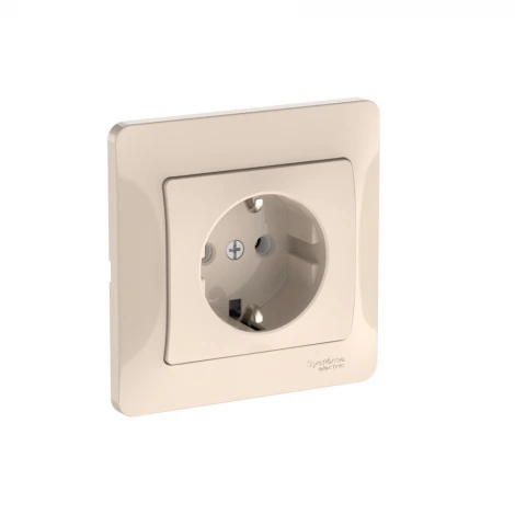 Розетка с заземлением (бежевый) Systeme Electric GSL000242S