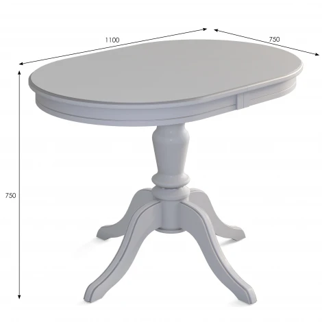 Стол обеденный Маре белый/серебро 110/150*75 Mebelik 009919