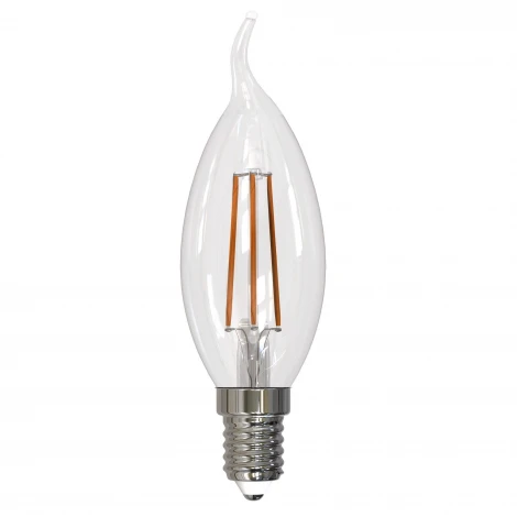 Лампочка светодиодная свеча на ветру прозрачная E14 9W 4000K Uniel LED-CW35-9W/4000K/E14/CL/DIM GLA01TR