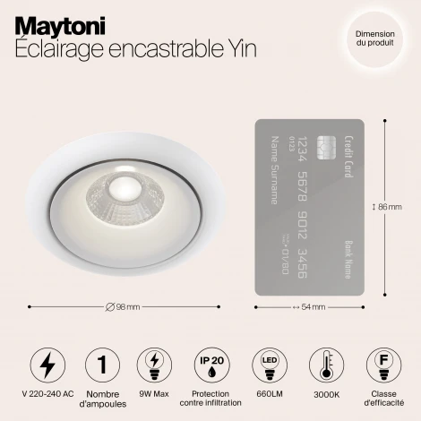 Встраиваемый точечный светильник Maytoni Yin DL031-2-L8W