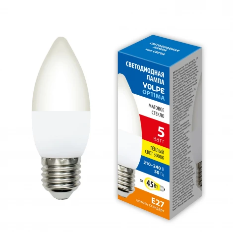Лампочка светодиодная Volpe LED-C37-SLS LED-C37-5W/3000K/E27/FR/SLS