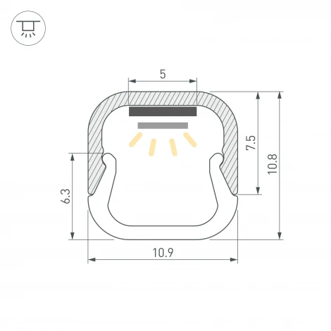 Профиль LINE-D-1111-2000 SQUARE ANOD (Arlight, Алюминий) 061084