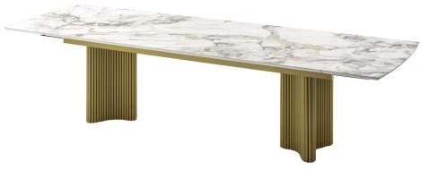 Стол АДАЖИО-2 240 (320) см цвет АРКТИКА (ARCTIC OCEAN), керамика / Золотой каркас M-City 64580