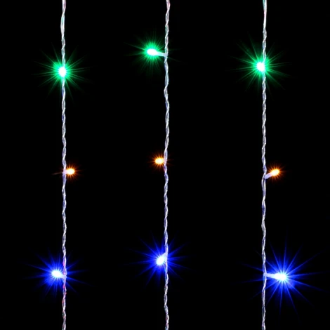 Гирлянда Занавес Облегченный 3 x 2 м Разноцветный 220В, 600 LED, Провод Прозрачный ПВХ, IP20