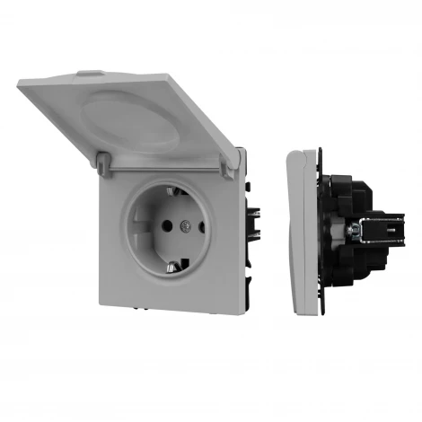 Розетка ARL NOBE зк со шторками и крышкой софт-тач никель SCT-MCP-SFPL-IS (250V, 16A) (Arlight,) 059441(1)