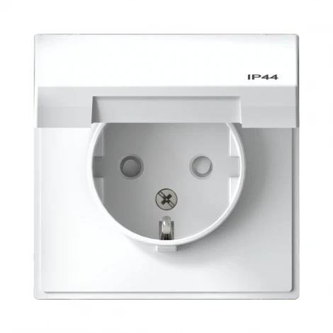 Розетка с заземлением, шторками и крышкой (белый) Systeme Electric GAL440146