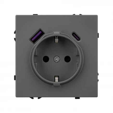 Розетка ARL NOBE зк со шторками с USB тип А+С софт-тач серый базальт SCT-MUAC-SFPL-GR (250V, 16A) (Arlight,) 054287(1)