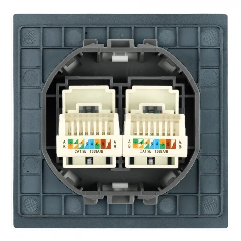 Розетка компьютерная 2-местная RJ-45 (механизм) RST00-3111-05 черный бархат Stekker Мия 50451