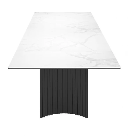 Стол DikLine KD180 керамика мрамор белый C39 глянец/опоры черные (2 уп) 00-00075518