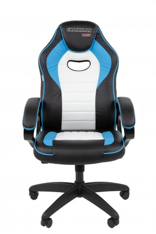 Кресло Chairman game 16 Россия экокожа черный/голубой/белый 7213484