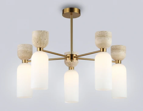 Потолочная люстра на штанге с травертином Ambrella Ceramo Modern LH53325