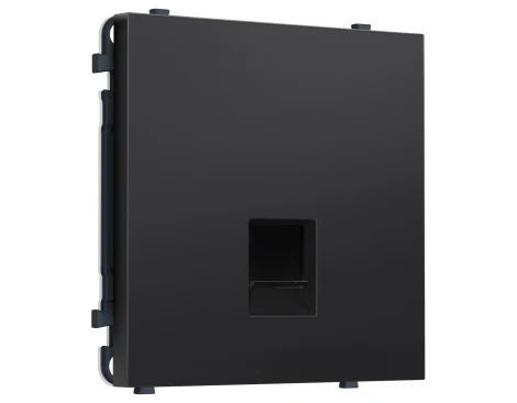 Комплект механизма розетки Ethernet RJ-45 с защитной шторкой (Черный матовый) Ambrella Volt QUANT PRO MS812010