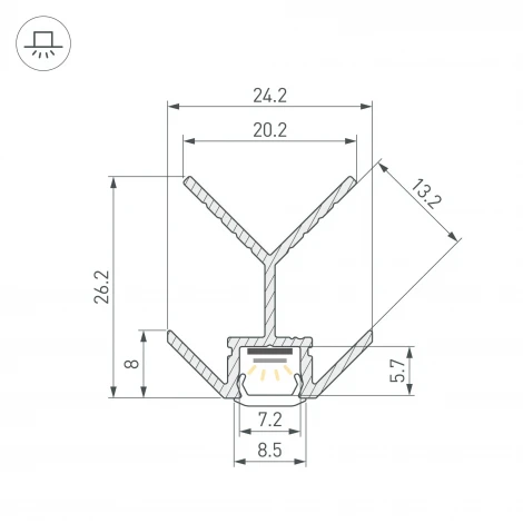 Профиль PIK-F-EXT-3000 (Arlight, Алюминий) 063387