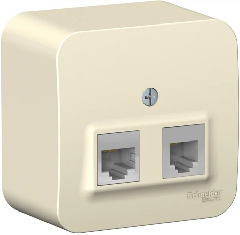 Розетка накладная телефонная RJ-11 + Ethernet RJ-45 (молочный) Systeme Electric Blanca BLNIA045112