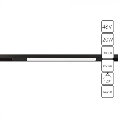 Магнитный трековый линейный светильник LED 48V Arte Lamp Optima A7284PL-1BK