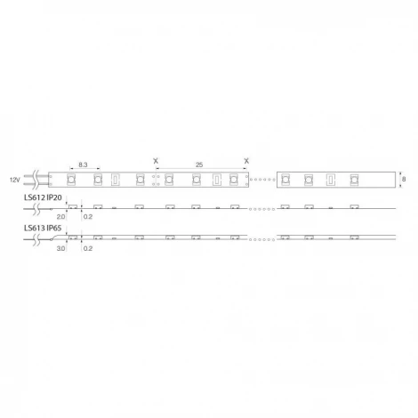 Светодиодная LED лента 120SMD(2835)/m 9.6W/m 12V 5m 4000К Feron LS613 51637