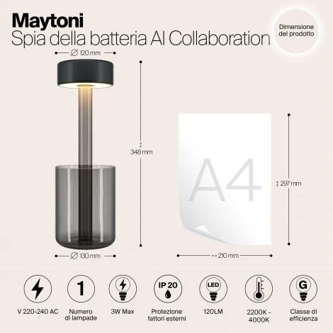 Настольная лампа с аккумулятором Maytoni AI Collaboration MOD229TL-L3B3K3 (регулировка яркости, LED, 220V, выключатель, круглые)