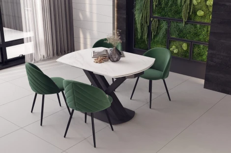 Стол раскладной Sheffilton SHT-T75 Белый мрамор/черный 4830351302