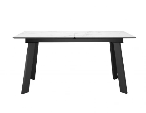 Стол DikLine DKH160, керамика 160(200)х90, мрамор белый матовый, опоры черные (2 уп.) 00-00075777