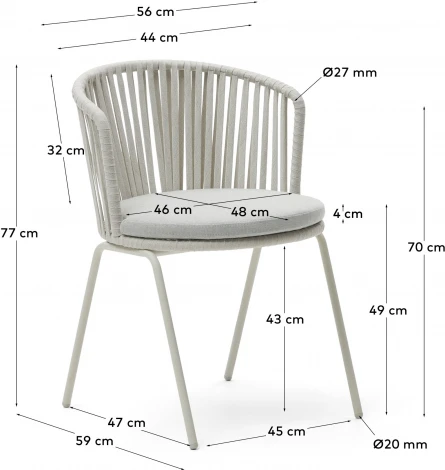 Стул уличный La Forma (ex Julia Grup) Saconca (Серый/ Веревка)