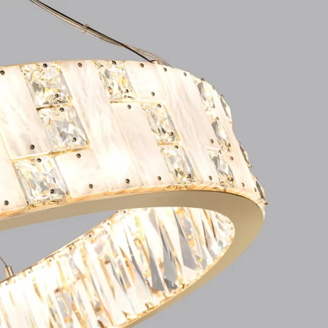 Подвесной светильник Odeon Light Crossa 5072/100L золото/прозрачный/белый/металл/хрусталь/алебастр LED 100W 3700K (220V, кольцо)