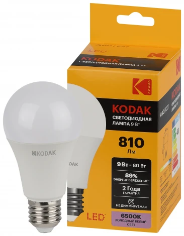 Светодиодная лампа Kodak LED A60-9W-865-E27 K 9Вт груша холодный дневной свет Е27 (Б0057604)