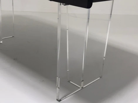 Стол ЛАУРИТЦ (LAURITS) 200 цвет ЧЕРНЫЙ (GREY), стекло BUBBLE / Прозрачный каркас ®DISAUR M-City 64663