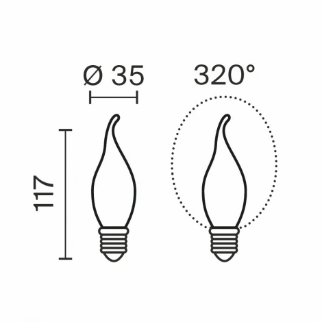 Светодиодная лампа Ультра Филамент Свеча на ветру 9Вт 3000K E14 CRI97 диммируемая Voltega Ultra 3175