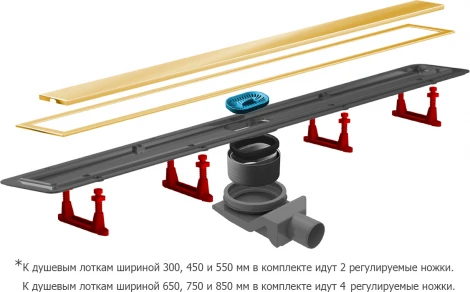 Душевой лоток Pestan Confluo Premium Gold Line 850 с решеткой