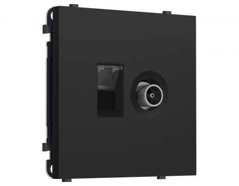 Комплект механизма Ethernet RJ-45 и ТВ-розетки оконечной (Черный Мягкое касание) Ambrella Volt QUANT PRO MS992510