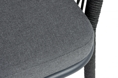 "Марсель" стул барный плетеный из роупа, каркас из стали темно-серый (RAL7024) муар, роуп темно-серый круглый, ткань темно-серая 027 NEW 4SIS MAR-BCH-st002 RAL7024 Mua D-grey(D-gray027)