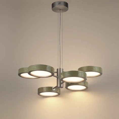 Подвесна люстра светодиодная Odeon Light Riviera 5451/99LA зеленый/никель/металл/керамика/акрил LED 99W 2000К/3000K/4000K