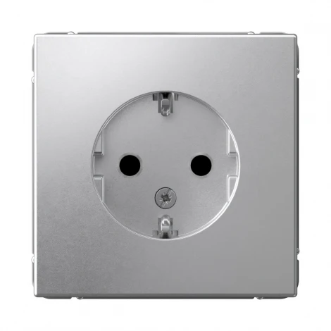 Розетка с заземлением и шторками (алюминий) Systeme Electric GAL000345