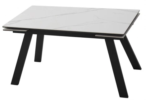 Стол МОРИС-2 140 цвет MATTE БЕЛЫЙ МРАМОР, керамика / Черный каркас M-City 64592
