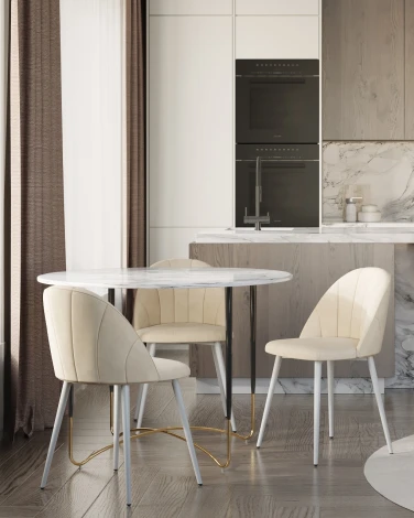 Стул Логан SN велюр молочный белые ножки Stool Group УТ000042203