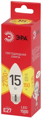 Лампочка светодиодная E27 15Вт ЭРА LED B35-15W-827-E27 R LED B35-15W-827-E27 R