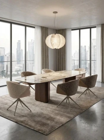 Стул ГИССЕН (GISSEN) 360 град., цвет КОФЕ HP032-08A PU / V885-1, экокожа / ткань / ЛАТТЕ, ®DISAUR M-City 64840