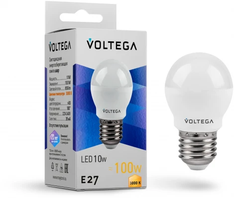 Светодиодная лампа Simple Globe 10W 3000K E27 Voltega Globe 10W 7232