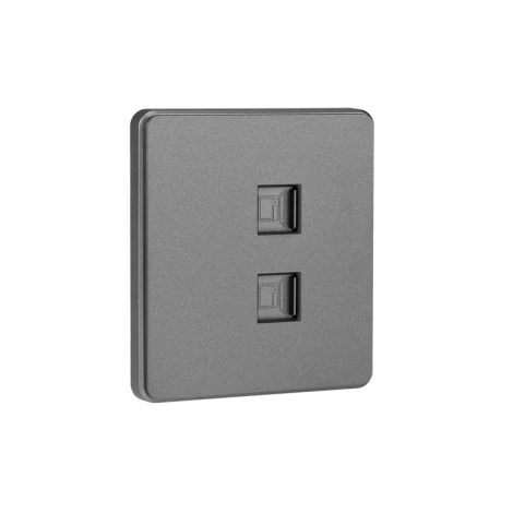 Розетка компьютерная двойная RJ45+RJ45 кат6 с/у титан Kranz Round KR-78-0725-2