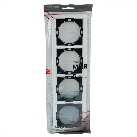 Рамка 4-местная PFR00-3004-01 белая магнолия Stekker Мия 50459