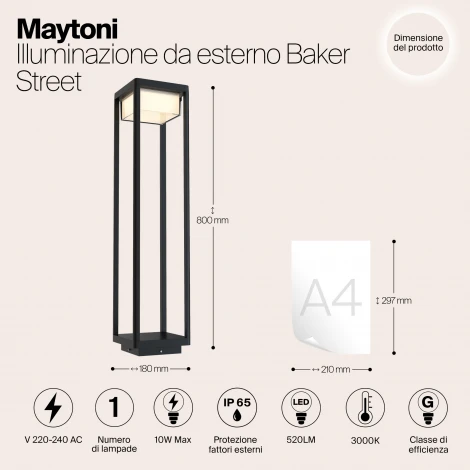 Наземный светильник Maytoni Baker Street O021FL-L10B3K (LED, 220V, IP65)