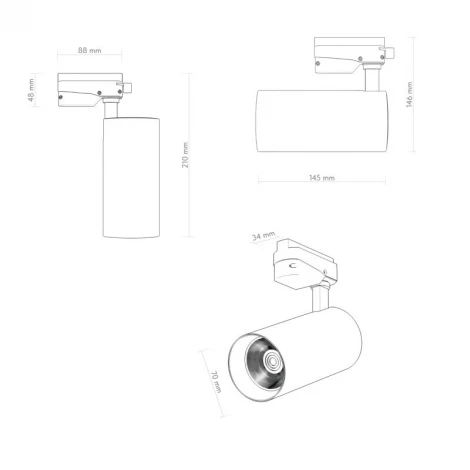 Трековый светильник однофазный 220V Denkirs Solid Koper DK6453-BK (LED)