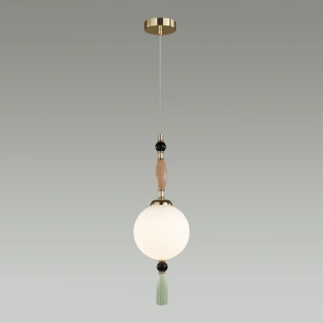 Подвесной светильник Odeon Light Palle 5405/1 золотой/коричневый/зеленый/белый матов./металл/керамика/стекло E14 1*40W (220V, подвески, на проводе, шар)