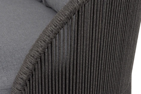 "Монтелла" диван 3-местный плетеный из роупа, каркас алюминий темно-серый (RAL7024) муар, роуп темно-серый круглый, ткань темно-серая 027 4SIS MONT-S-3-001 RAL7024 Mua D-grey(D-gray027)