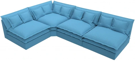 Диван угловой Лига-040 Левый угол (Голубой/Рогожка) Лига Диванов арт.122136L