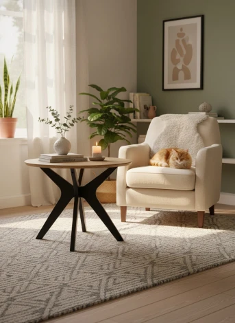 Стол журнальный Сабин 1 дуб вотан/черный Mebelik 009751