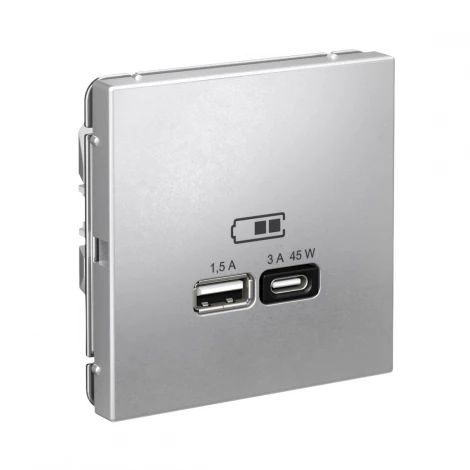 Розетка с быстрой зарядкой USB Type A+С 45Вт (алюминий) Systeme Electric GAL000329