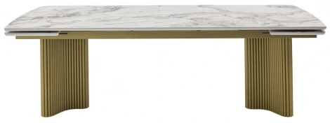 Стол АДАЖИО-2 240 (320) см цвет АРКТИКА (ARCTIC OCEAN), керамика / Золотой каркас M-City 64580